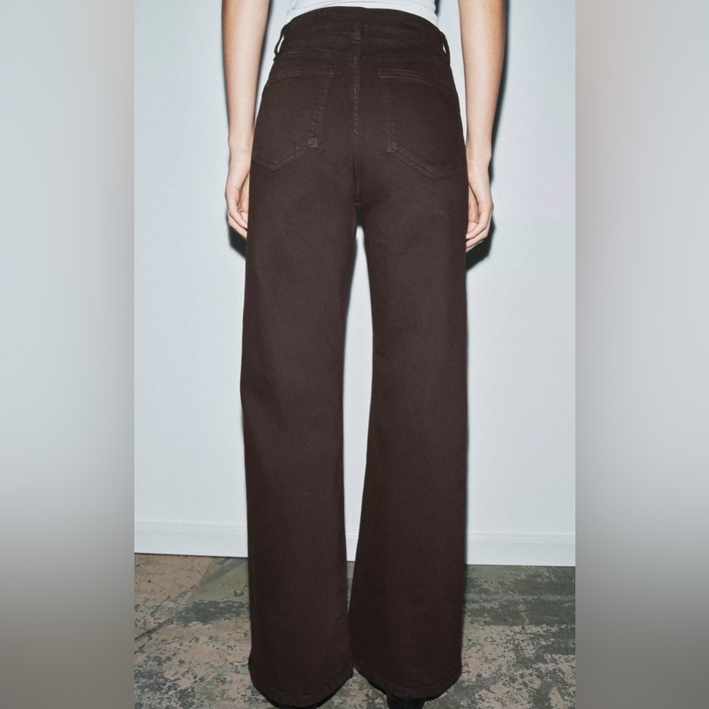 ZARA Brown Straight-Leg Jeans - Picture 3 of 11
